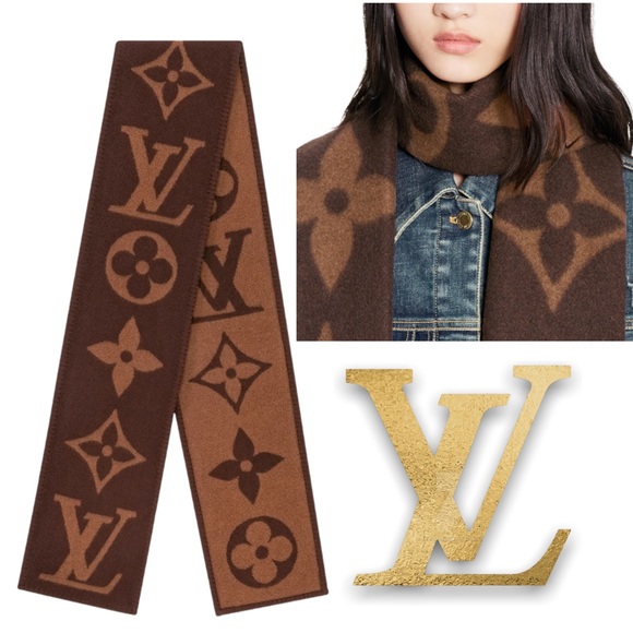 Shop Louis Vuitton Monogram Wool Cashmere Plain Logo Knit & Fur Scarves  (SWEET DREAMS SCARF, M77379, M77856) by Mikrie